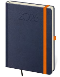 Denní diář 2026 A5 New Praga modrý s gumičkou
