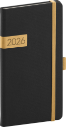 Kapesní diář Twill 2026 černo-zlatý