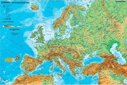 Evropa - obecně geografická mapa
